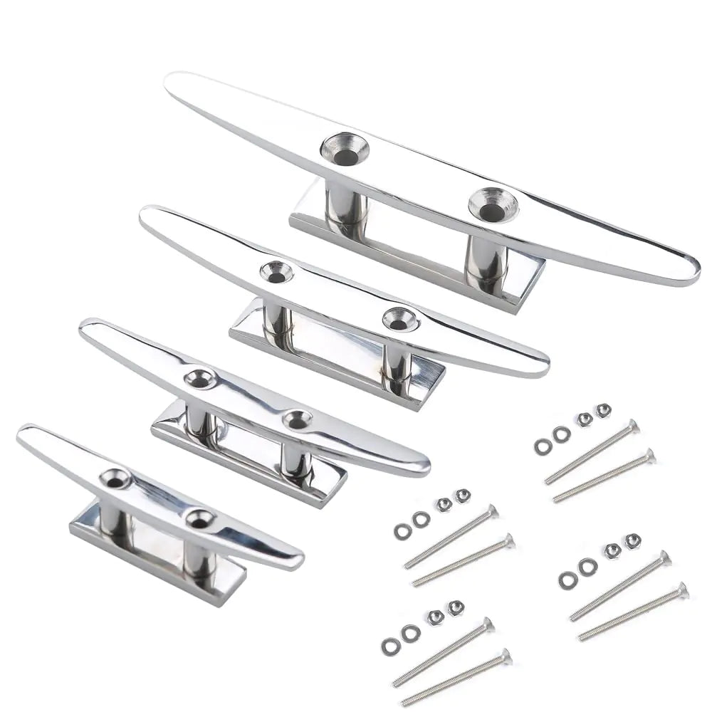 MIZUGIWA 6 inch Boat Cleats 316 Stainless Steel Dock Cleat for BoatOpen Base Boat CleatMooring Boat Deck Cleats with FastenersMarine Cleats for Boat Docks DecksKayaksPack of 4