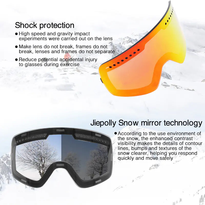 Magnetic Ski Goggles with Anti-Fog UV Protection
