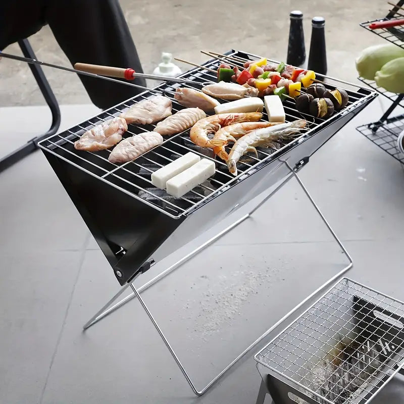 Portable Foldable BBQ Grill for Family Outdoor Use
