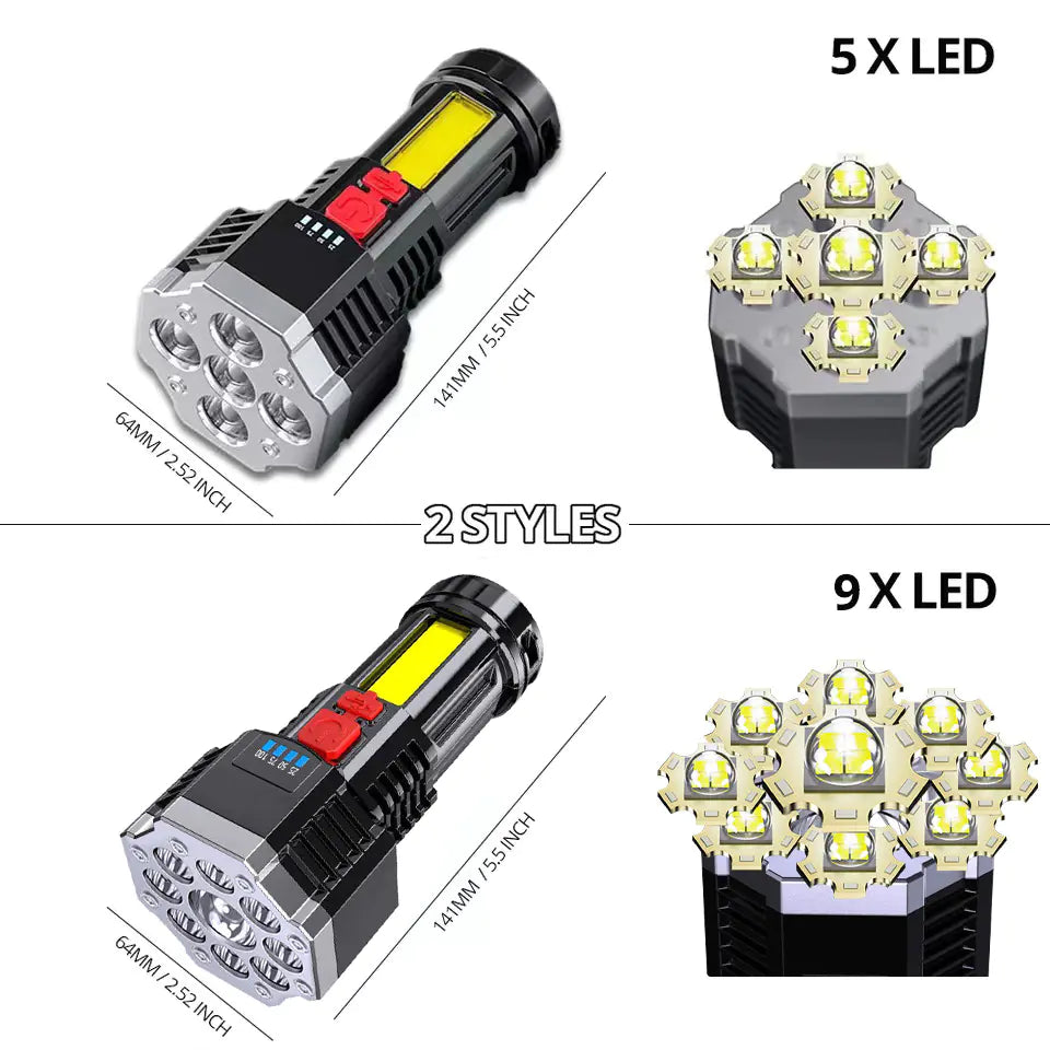 Portable USB Rechargeable Multi-function Flashlight