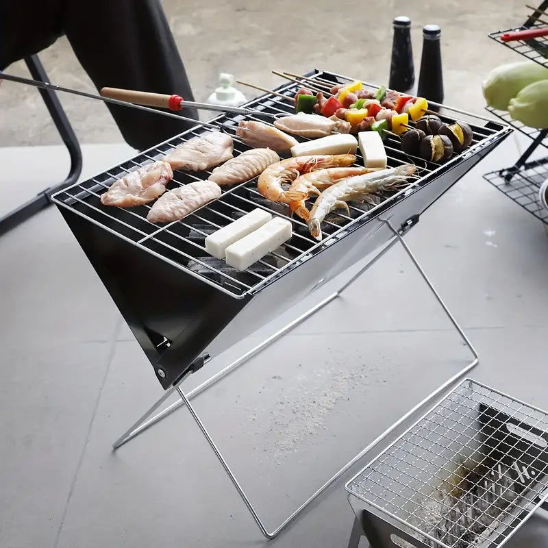 Portable Foldable BBQ Grill for Family Outdoor Use