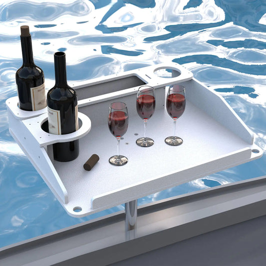 SPIRRELAB 23.2 x 19.2 x 4 Utility Boat Table with Rod Holder Mount Portable Boat Table and Boat Bar Marine Tables for Boats with Cup Holders Storage