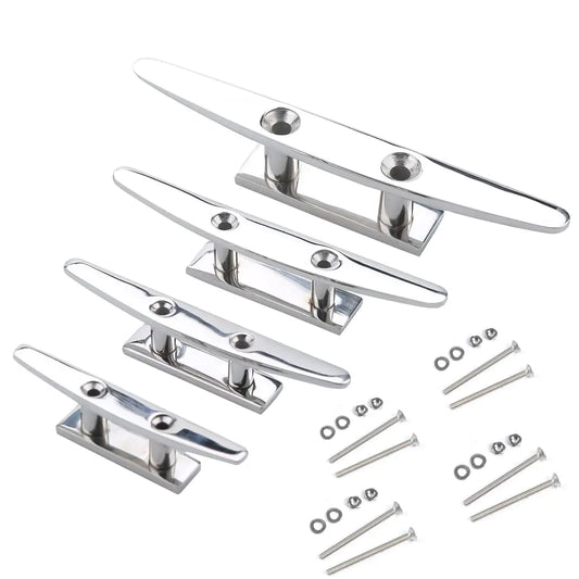 MIZUGIWA 6 inch Boat Cleats 316 Stainless Steel Dock Cleat for BoatOpen Base Boat CleatMooring Boat Deck Cleats with FastenersMarine Cleats for Boat Docks DecksKayaksPack of 4