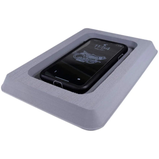 Castaway Customs SeaDek Foam Cell Phone Holder for Boats | Cell Phone Boat Dash Accessory | Perfect for Fishing Boat Center Consoles | 3M Adhesive Backing Boat Accessories | Storm Grey