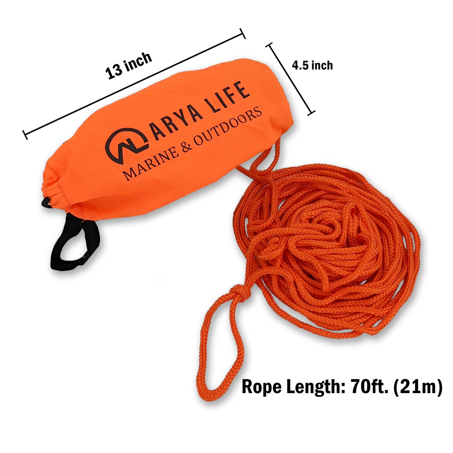 Arya Life Throw Rope Rescue Bag with 70ft of Marine Rope 