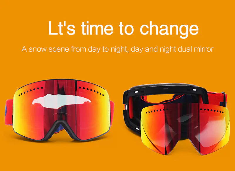 Magnetic Ski Goggles with Anti-Fog UV Protection