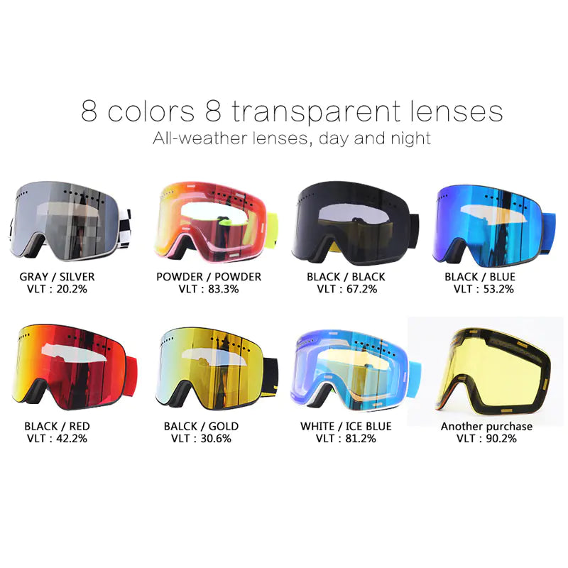 Magnetic Ski Goggles with Anti-Fog UV Protection
