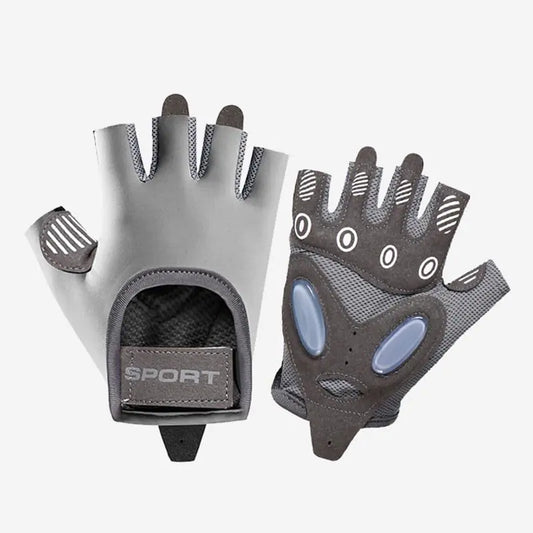 ANJMEICH Fitness Sports Gloves Machine Training Gloves Anti-Slip Wear Outdoor Sports Cycling Gloves (Grey L)